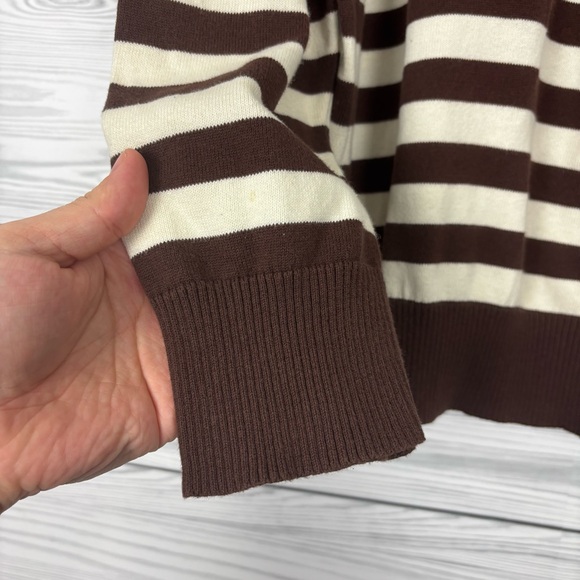 VTG POLO RALPH LAUREN BIG PONY #3 JERSEY SWEATER BROWN WHITE STRIPED XL - Picture 2 of 14